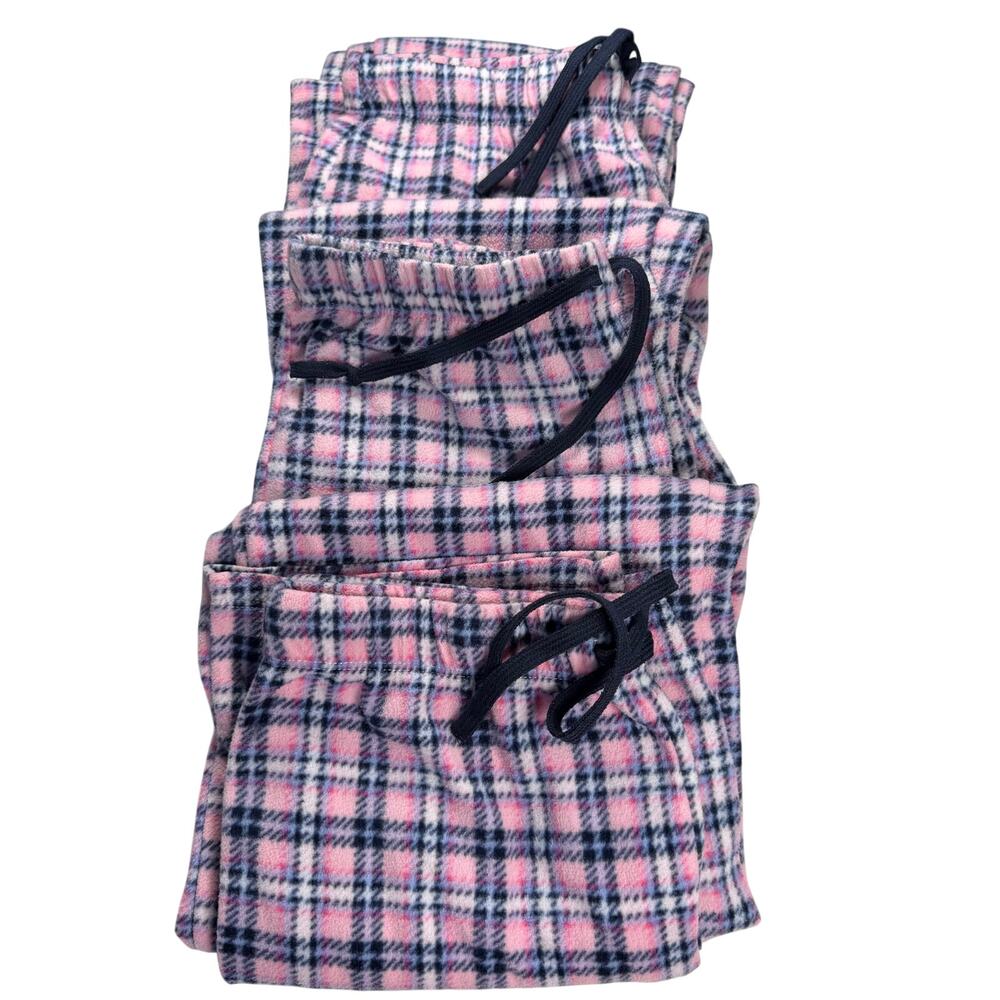 Joyful Moments Pajama Pants Women's Medium Lot of 3 Pink Plaid Drawstring
